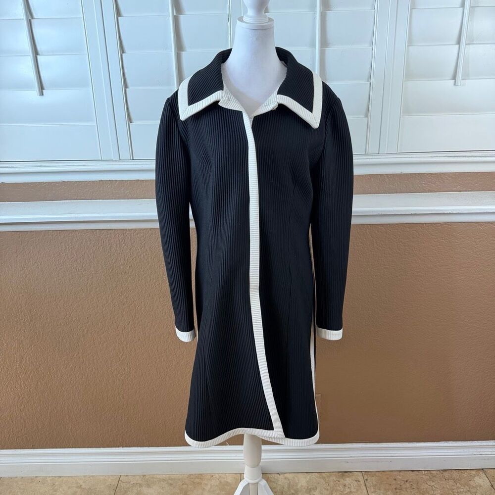 Vintage Lilli Ann Knits Mod Space Age Coat Mid Century Ribbed Knit Jacket Sz L